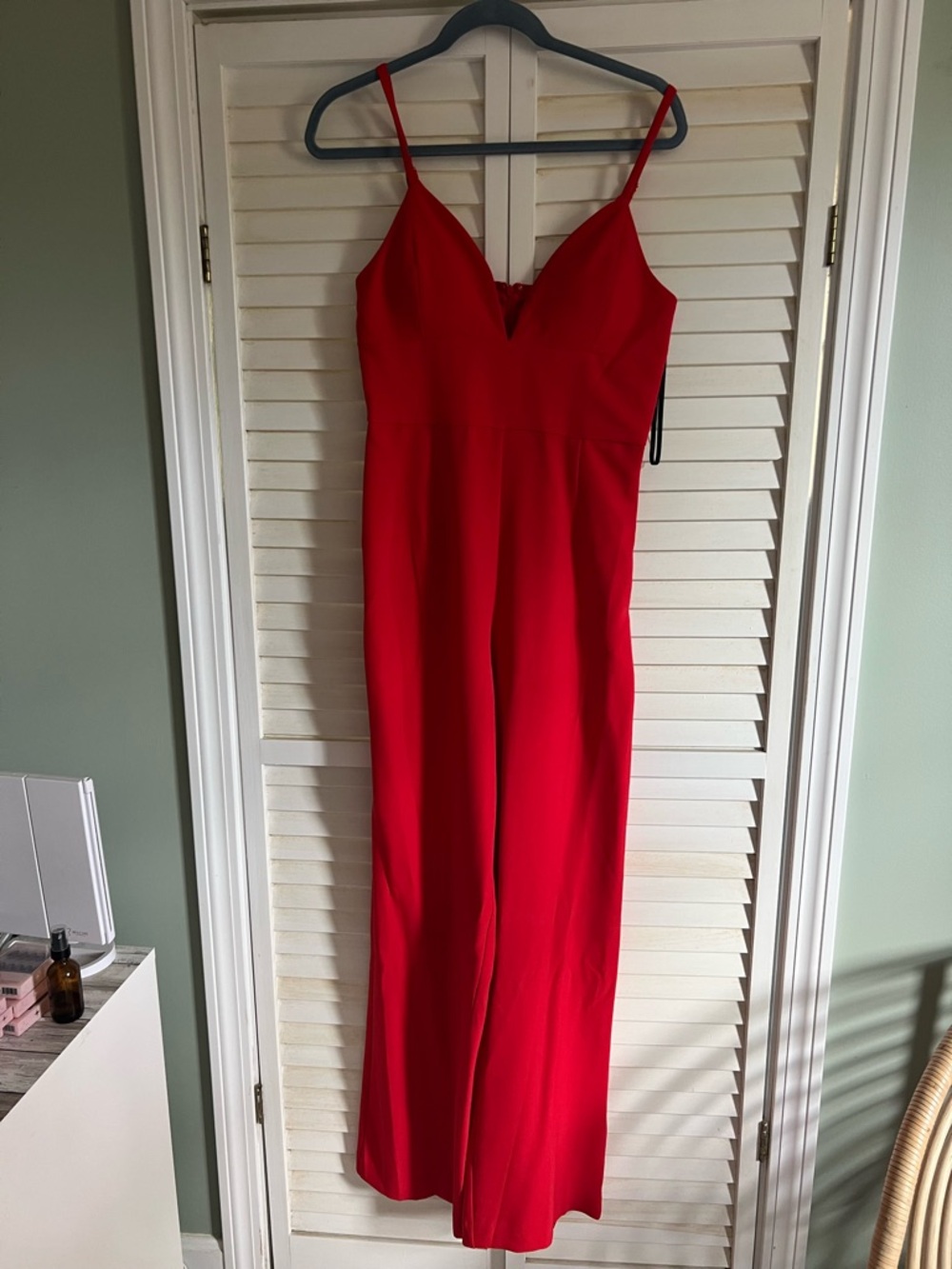 Laundry By Shelli Segal Bright Red V-Neck Spaghetti Strap Jumpsuit
